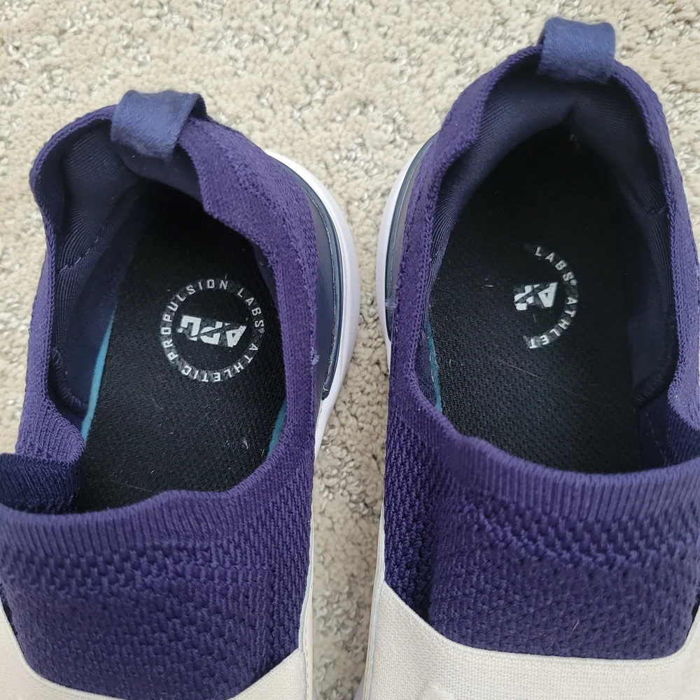 APL Women's Slip-On Athletic Sneakers in White, Navy & Beige - Picture 4 of 6